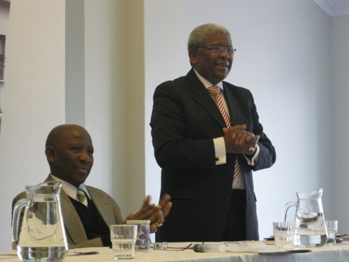 Click the image for a view of: Chair of the HSRP Board, Justice Thembile Skweyiya and Archbishop Ndungane 